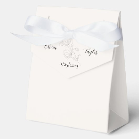 Beige Elegantie Trouw Favor Dozen Bedankdoosjes (Voorkant)