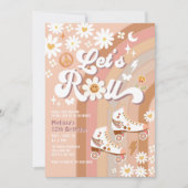 Beige ELKE LEEFTIJD Let's Roll Retro Groovy Verjaa Kaart (Voorkant)