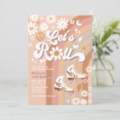Beige ELKE LEEFTIJD Let's Roll Retro Groovy Verjaa Kaart (Staand voorkant)