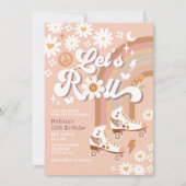 Beige ELKE LEEFTIJD Let's Roll Retro Groovy Verjaa Kaart (Voorkant)