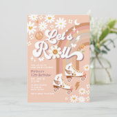 Beige ELKE LEEFTIJD Let's Roll Retro Groovy Verjaa Kaart (Staand voorkant)