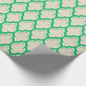 Beige Emerald Green Wht XL Moroccan #4DS Cadeaupapier (Hoek)