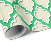 Beige Emerald Green Wht XL Moroccan #4DS Cadeaupapier (Rol Hoek)