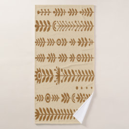 Beige en Aarde Bruine Botanische Kolommen Badhanddoek