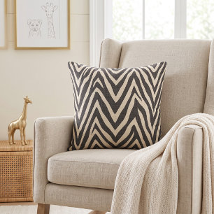 Beige en antracietgrijze zebraprint kussen