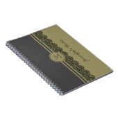 Beige en beige linen Burlap textuur & zwarte kant Notitieboek (Rechterzijde)