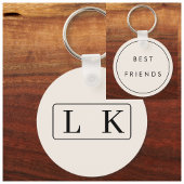 Beige en Black beste vrienden Monogrammed Sleutelhanger