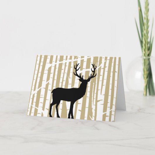 Beige en Black Birch Tree Forest Wenskaart Kaart (Voorkant)