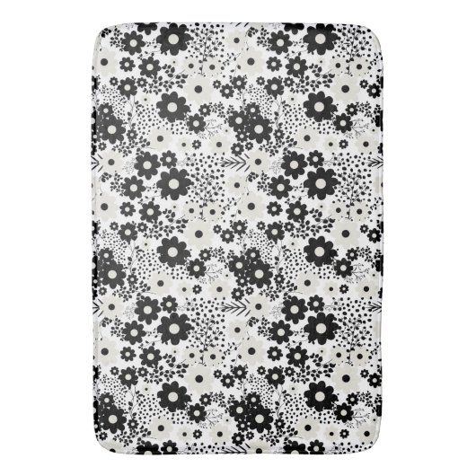 Beige en Black Flowers Badmat (Voorkant Verticaal)