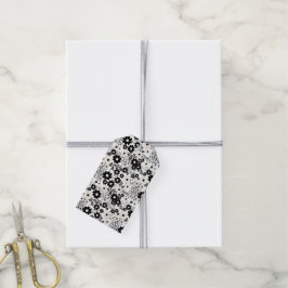 Beige en Black Flowers Cadeaulabel