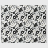 Beige en Black Flowers Cadeaupapier (Vlak)