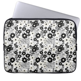 Beige en Black Flowers Laptop Sleeve