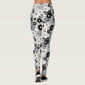 Beige en Black Flowers Leggings (Achterkant)
