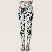 Beige en Black Flowers Leggings (Voorkant)