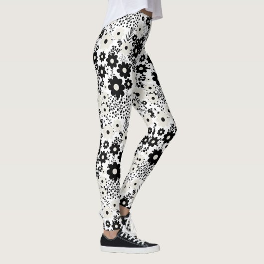Beige en Black Flowers Leggings (Rechts)
