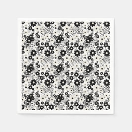 Beige en Black Flowers Servet