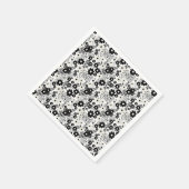 Beige en Black Flowers Servet (Hoek)