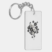 Beige en Black Flowers Sleutelhanger (Voorkant Links)
