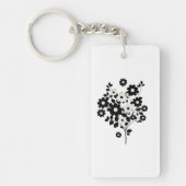 Beige en Black Flowers Sleutelhanger (Voorkant)