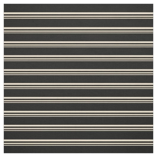 Beige en Black Lined Pattern Stof (Swatch)