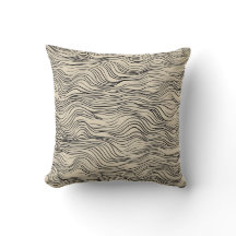 Beige en Black Minimal Wave Pattern Sierkussen
