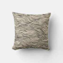 Beige en Black Minimal Wave Pattern Sierkussen