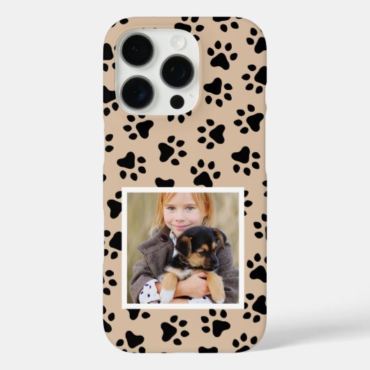 Beige en Black Pet Photo Paw Print Pattern Case-Mate iPhone Case (Achterkant)