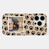 Beige en Black Pet Photo Paw Print Pattern Case-Mate iPhone Case (Achterkant (horizontaal))
