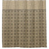 Beige en Black Weaved Pattern Douchegordijn (Voorkant)