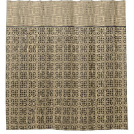 Beige en Black Weaved Pattern Douchegordijn