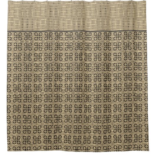 Beige en Black Weaved Pattern Douchegordijn (Voorkant)