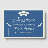 Beige en blauw Afstuderen Gastenboek (Voorkant)