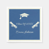 Beige en blauw Afstuderen op maat papier Servet (Voorkant)