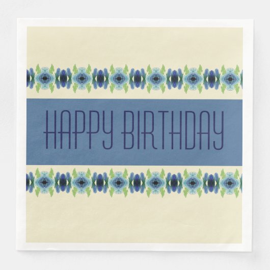 beige en blauw servet (Voorkant)