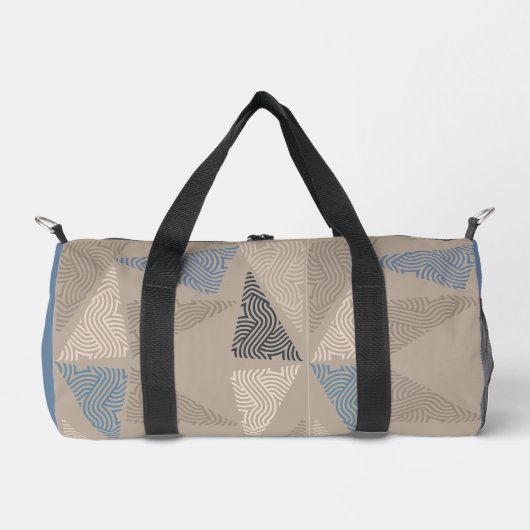 Beige en Blauwe Driehoek  Plunjezak (Voorkant)