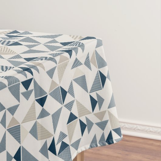Beige en blauwe geometrische vormen tafelkleed (Voorbeeld)