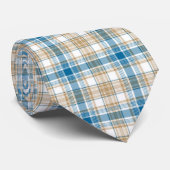 Beige En Blauwe Geruite Heren Das (Opgerold)