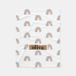 Beige en blauwe regenboog fleece deken