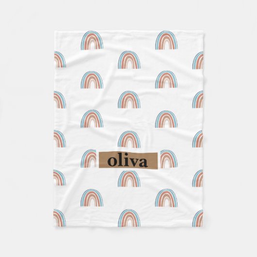 Beige en blauwe regenboog fleece deken (Voorkant)