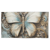  Beige en Blauwe Vlinder Kussensloop (Voorkant-Links)