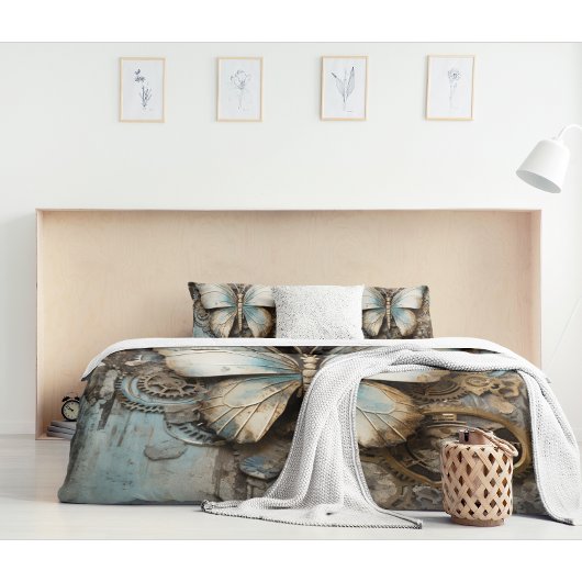  Beige en Blauwe Vlinder Kussensloop