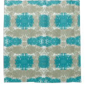 Beige en Blauwgroen baddouchegordijn Douchegordijn (Voorkant)