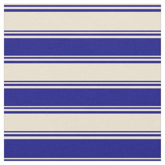 Beige en Blue Colored Lined Pattern Stof (Close Up)