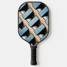 Beige en Blue Geometric Pattern Pickleball Paddle