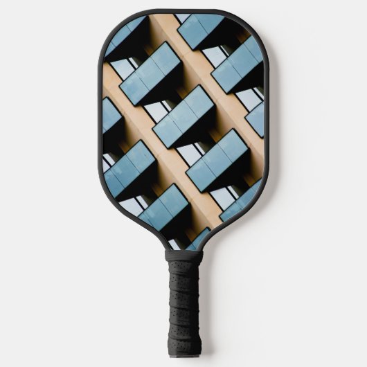 Beige en Blue Geometric Pattern Pickleball Paddle (Voorkant)