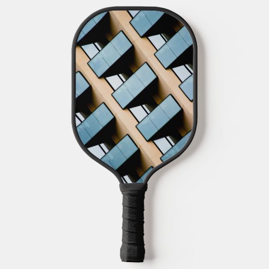 Beige en Blue Geometric Pattern Pickleball Paddle (Achterkant)