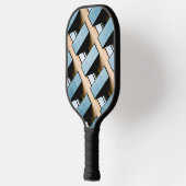 Beige en Blue Geometric Pattern Pickleball Paddle (Links)