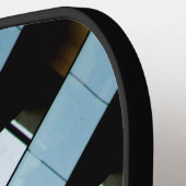 Beige en Blue Geometric Pattern Pickleball Paddle (Links Detail)