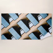 Beige en Blue Geometric Pattern Strandlaken (Voorkant)