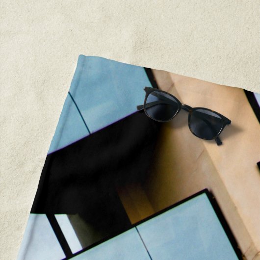 Beige en Blue Geometric Pattern Strandlaken (In situ)